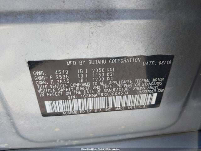 4S3BNAR6XK3004534 Subaru u5