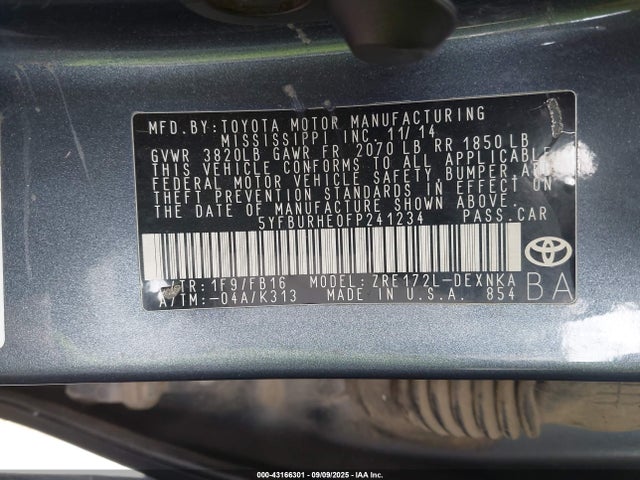 Toyota 2zr-fe 2015 5YFBURHE0FP241234 Image 9