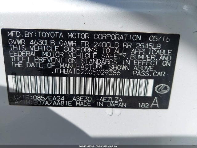 Lexus 8ar-fts 2016 JTHBA1D20G5029386 Image 9