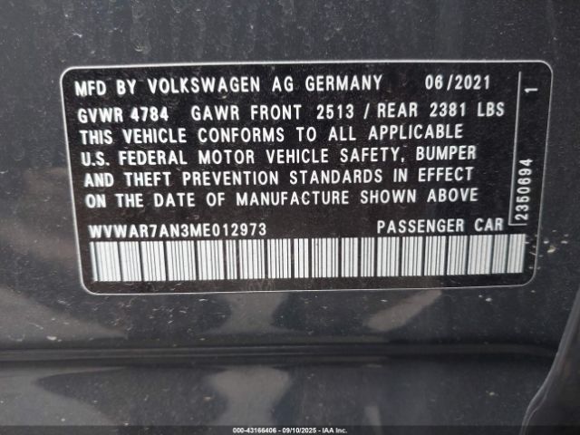 2021 VOLKSWAGEN ARTEON WVWAR7AN3ME012973 Photo 8