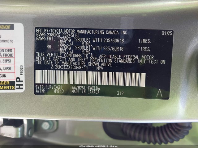 2T2GKCEZXSC048711 Lexus a25a-fxs