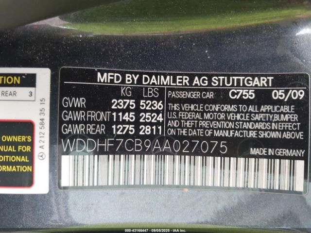 2010 MERCEDES-BENZ E 550 WDDHF7CB9AA027075 Photo 8