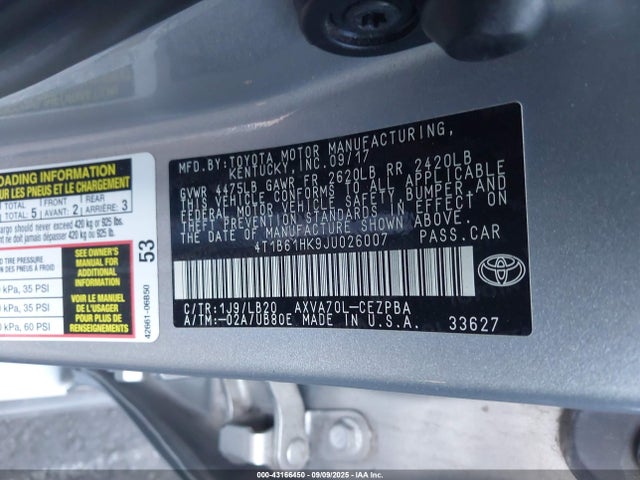 4T1B61HK9JU026007 Toyota a25a-fks