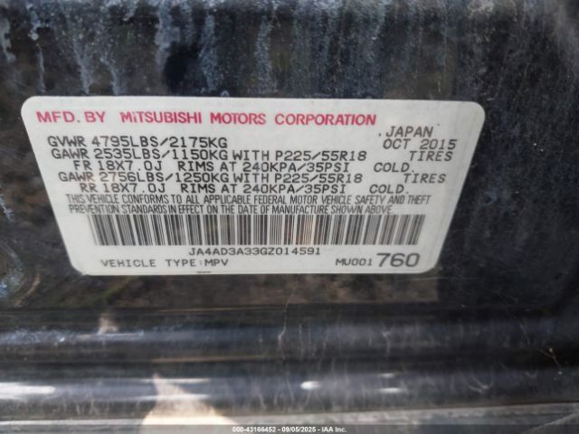 2016 MITSUBISHI OUTLANDER JA4AD3A33GZ014591 Photo 8