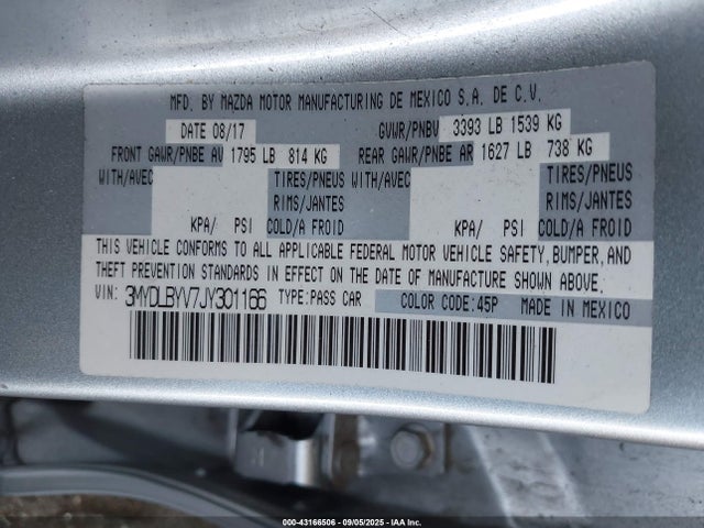 3MYDLBYV7JY301166 Toyota p5v