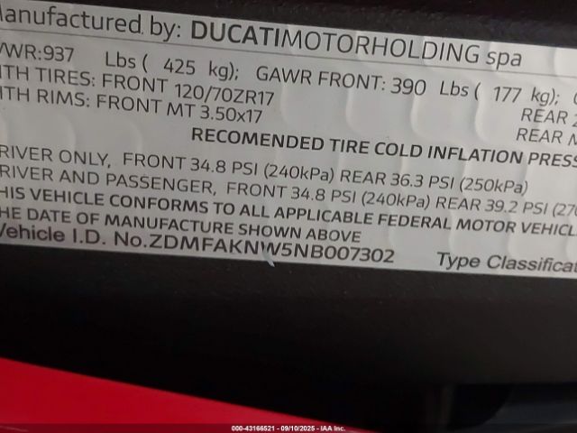 2022 DUCATI STREETFIGHTER ZDMFAKNW5NB007302 Photo 9