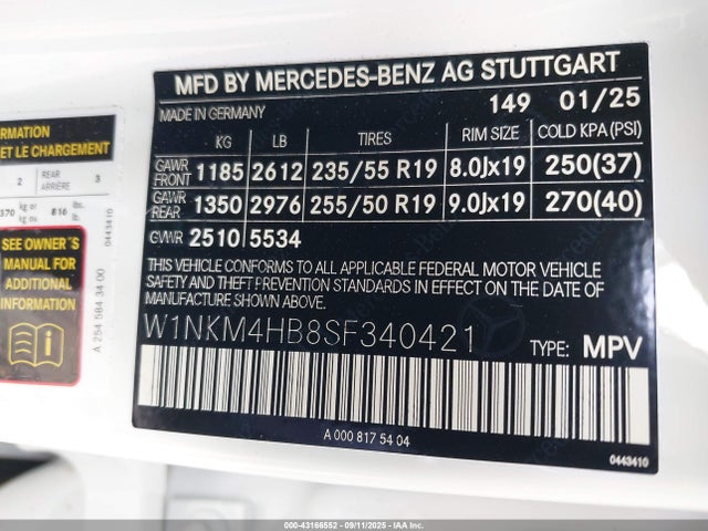 W1NKM4HB8SF340421 Mercedes-Benz m254