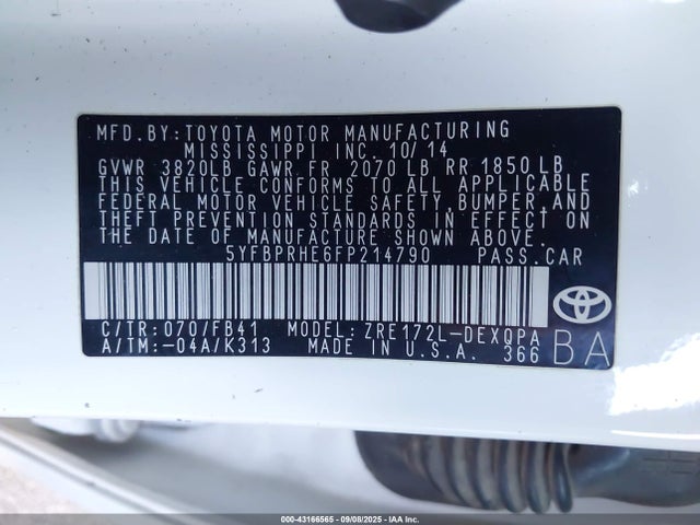 Toyota 2zr-fae 2015 5YFBPRHE6FP214790 Image 9