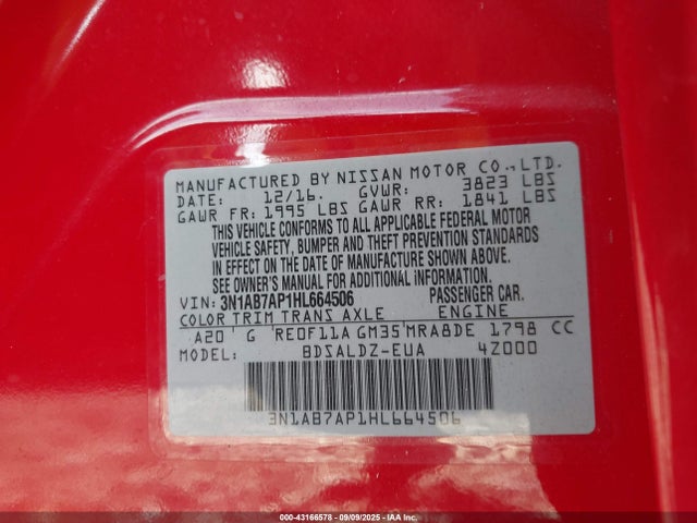 Nissan Sentra 2017 3N1AB7AP1HL664506 Image 9