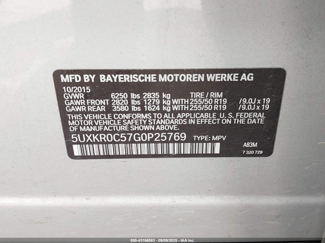 5UXKR0C57G0P25769 BMW X5