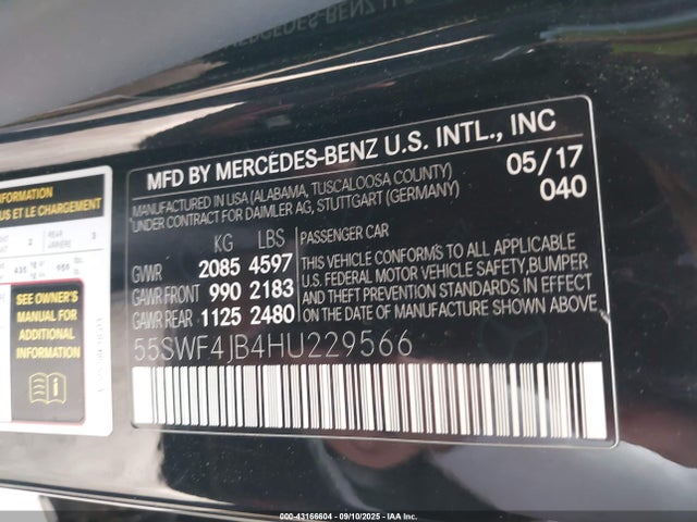 55SWF4JB4HU229566 Mercedes-Benz m274