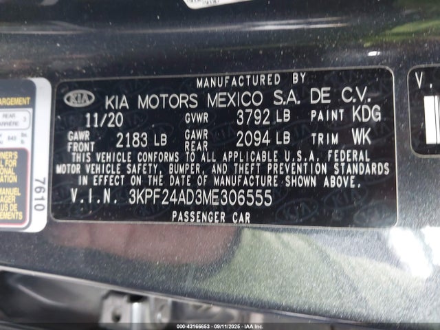 3KPF24AD3ME306555 KIA mpi nu