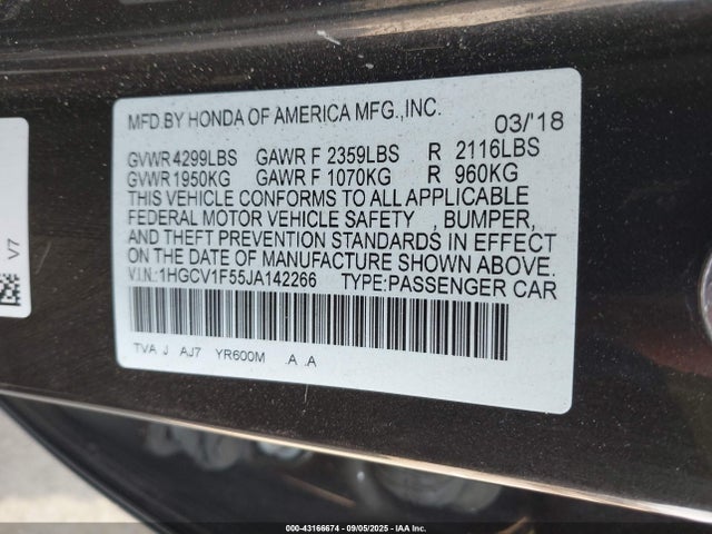 1HGCV1F55JA142266 Honda l15be