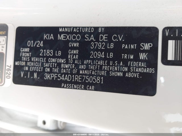3KPF54AD1RE750581 KIA Forte Gt-line