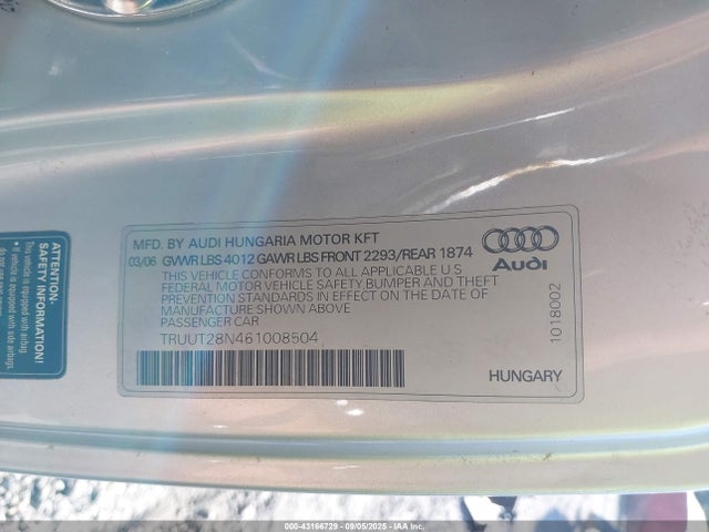 2006 AUDI TT TRUUT28N461008504 Photo 8