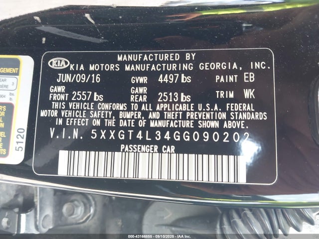 5XXGT4L34GG090202 KIA t-gdi theta ii