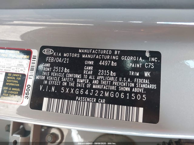 5XXG64J22MG061505 KIA t-gdi gamma ii