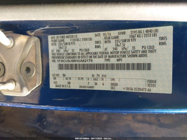 2017 FORD ESCAPE 1FMCU9J96HUA62179 Photo 8