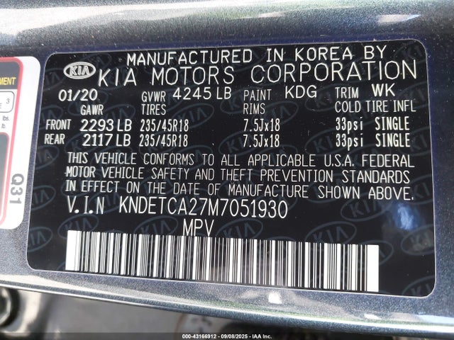 KIA gamma t-gdi 2021 KNDETCA27M7051930 Image 9