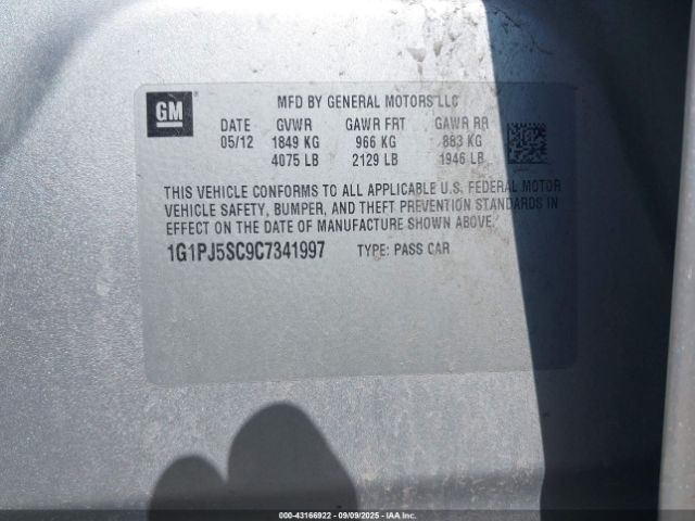 2012 CHEVROLET CRUZE 1G1PJ5SC9C7341997 Photo 8