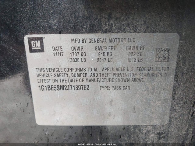 1G1BE5SM2J7139782 Chevrolet le2 -di: direct injection, vvt: variable valve timing, gen, alum