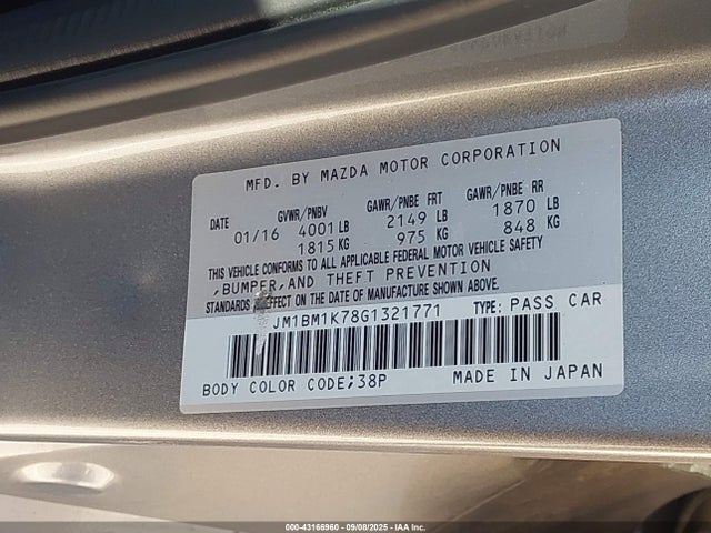 JM1BM1K78G1321771 Mazda pe