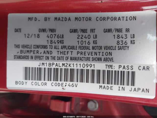 Mazda py cylinder deactivation 2019 JM1BPALM2K1110991 Image 9