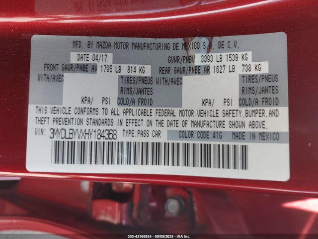 3MYDLBYVXHY184368 Toyota p5v