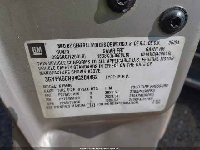 2004 CADILLAC ESCALADE ESV 3GYFK66N94G304482 Photo 8