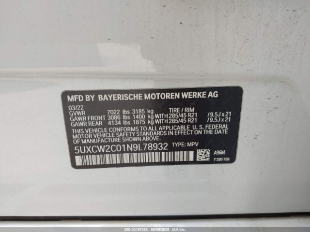 2022 BMW X7 5UXCW2C01N9L78932 Photo 8