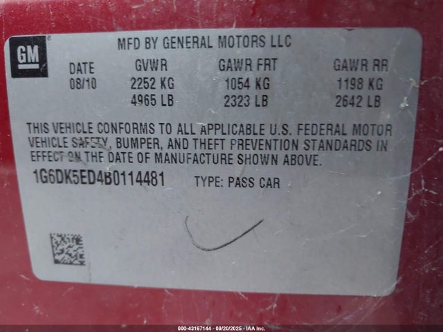 2011 CADILLAC CTS 1G6DK5ED4B0114481 Photo 8