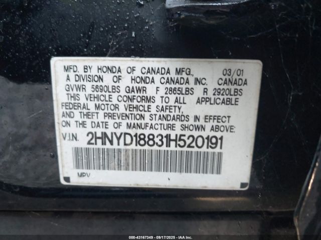2001 ACURA MDX 2HNYD18831H520191 Photo 8