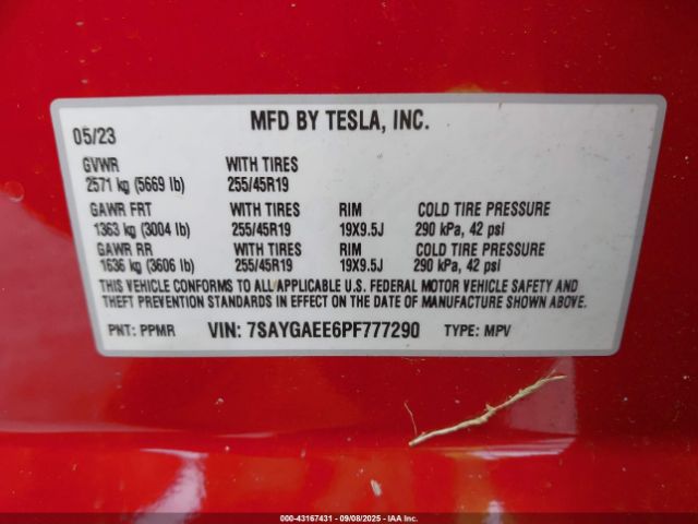 2023 TESLA MODEL Y 7SAYGAEE6PF777290 Photo 8