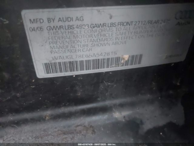 2005 AUDI S4 WAUGL78E65A542815 Photo 8