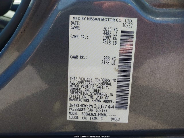 Nissan ALTIMA SV 2023 1N4BL4DW3PN316744 Image 22