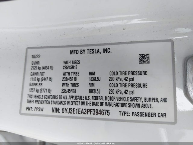 2023 TESLA MODEL 3 5YJ3E1EA3PF394675 Photo 8