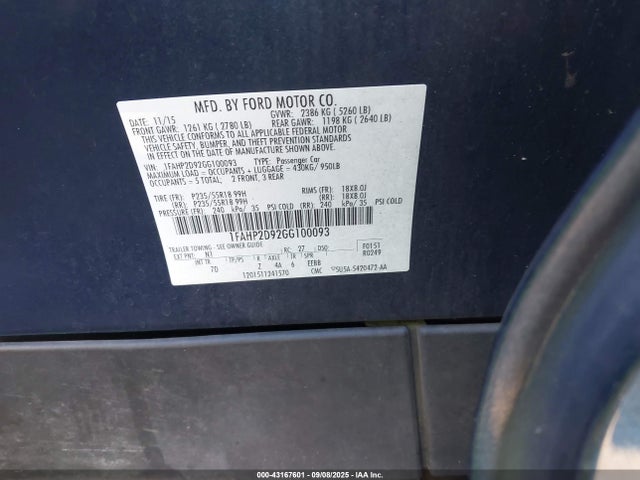 1FAHP2D92GG100093 Ford 2016