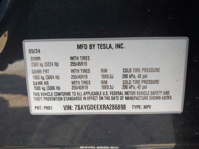 2024 TESLA MODEL Y 7SAYGDEEXRA286898 Photo 8