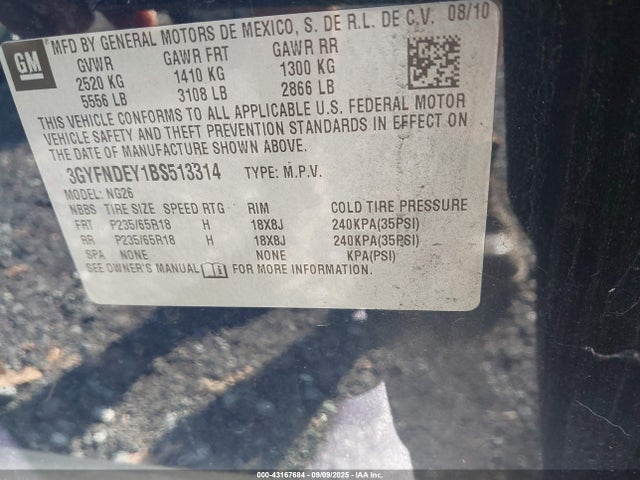 2011 CADILLAC SRX 3GYFNDEY1BS513314 Photo 8