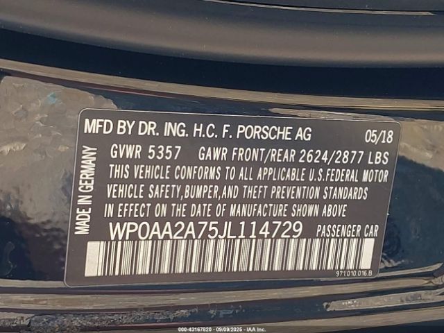 2018 PORSCHE PANAMERA WP0AA2A75JL114729 Photo 8