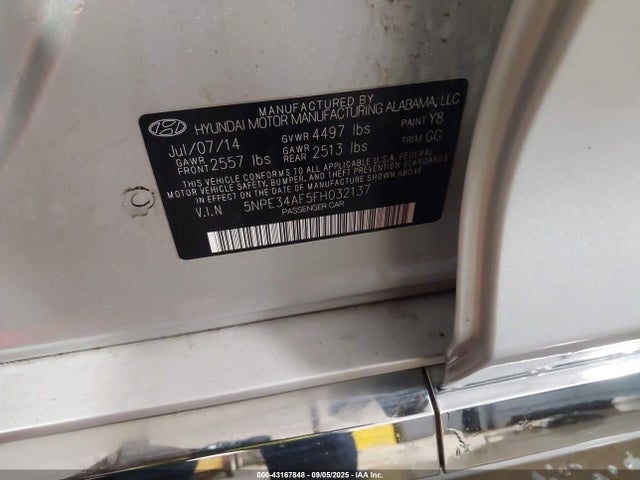 5NPE34AF5FH032137 Hyundai dohc gdi theta-ii