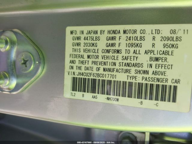 2011 ACURA TSX JH4CU2F62BC017701 Photo 8