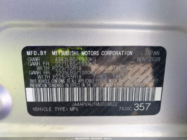 2021 MITSUBISHI OUTLANDER SPORT JA4APVAU1MU009622 Photo 8