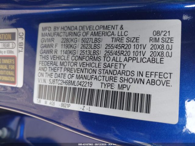 2021 ACURA RDX 5J8TC2H68ML042219 Photo 8