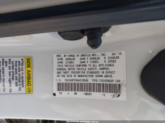 2010 ACURA TL 19UUA8F59AA018266 Photo 8