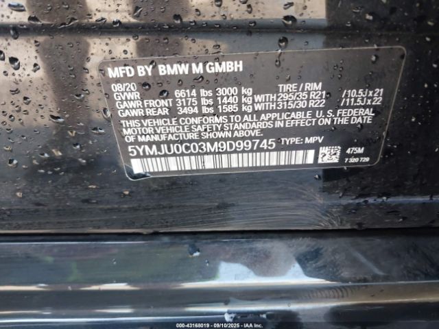 2021 BMW X5 M 5YMJU0C03M9D99745 Photo 8