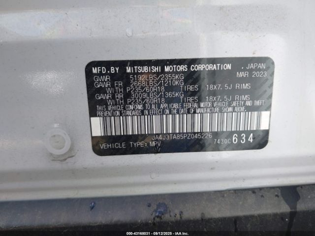 2023 MITSUBISHI OUTLANDER JA4J3TA85PZ045226 Photo 8