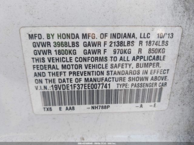 2014 ACURA ILX 19VDE1F37EE007741 Photo 8