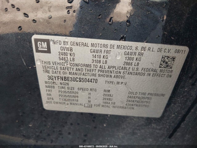 2012 CADILLAC SRX 3GYFNBE30CS504470 Photo 8
