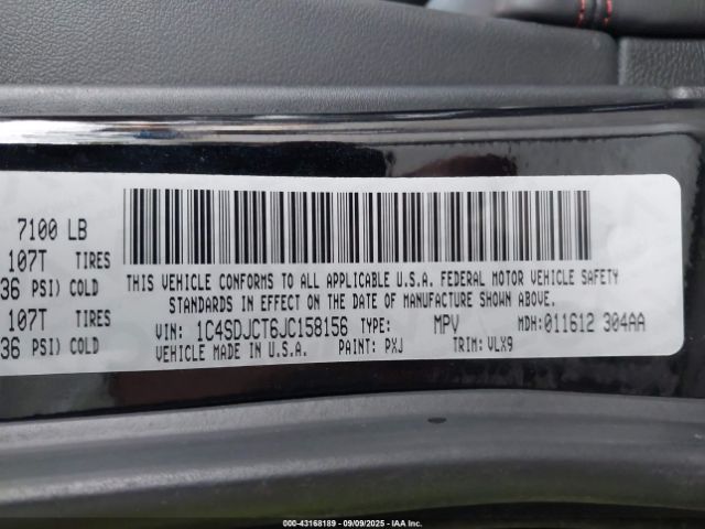 2018 DODGE DURANGO 1C4SDJCT6JC158156 Photo 8